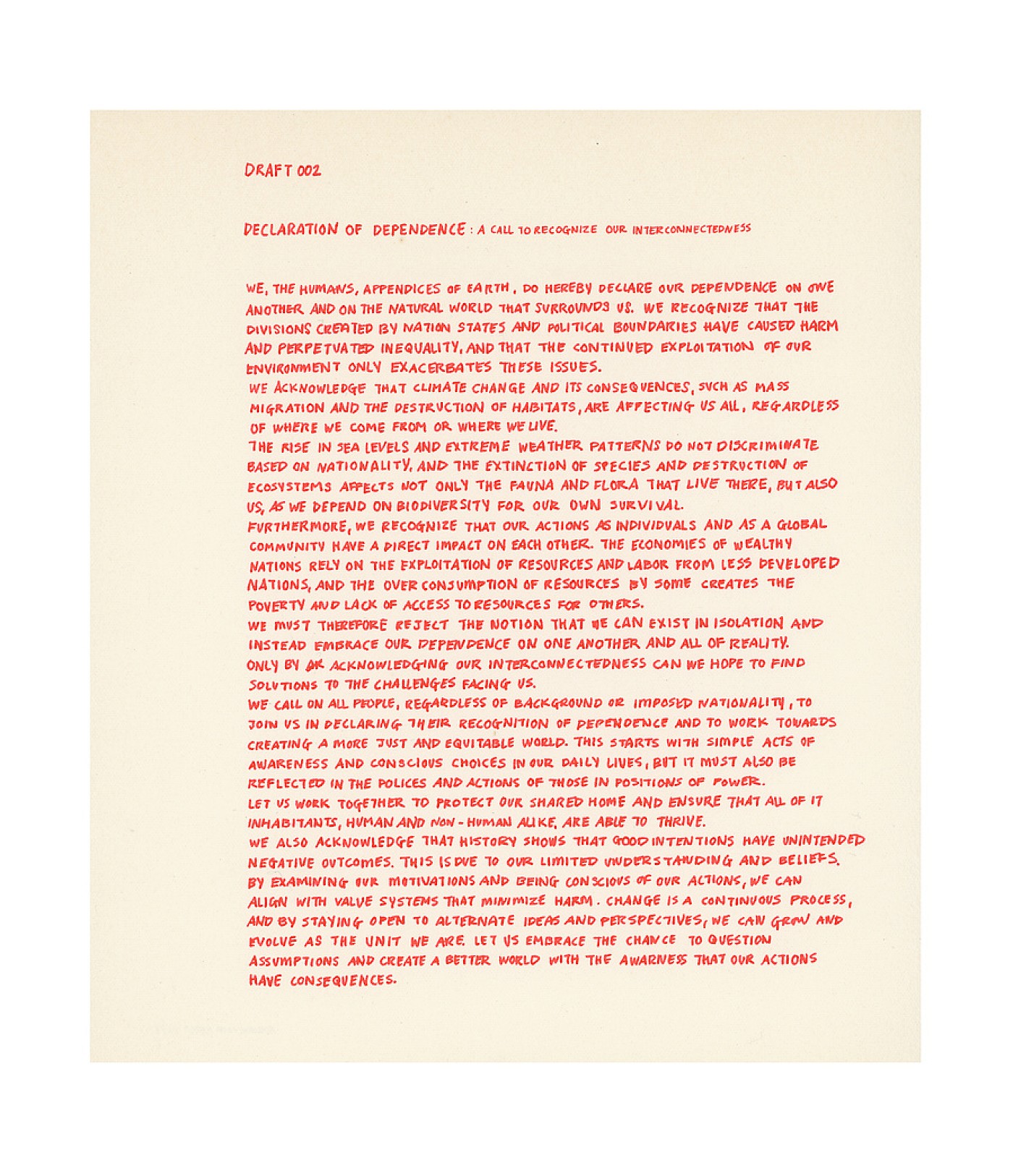 2023 Declaration of Dependence; Drafts and Depictions