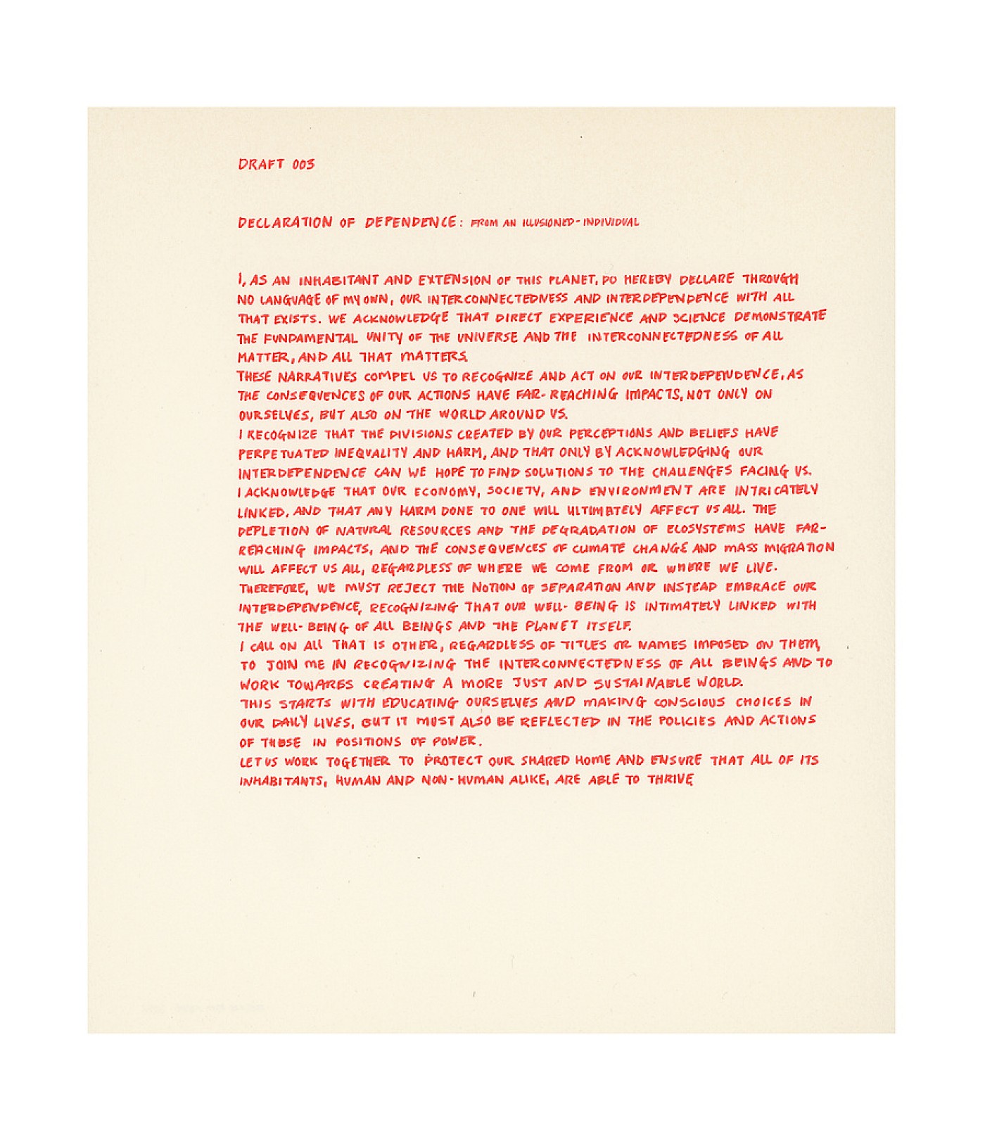 2023 Declaration of Dependence; Drafts and Depictions